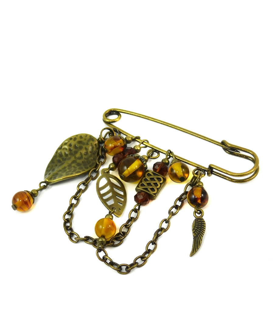 Brooch "Autumn Leaf" Amber