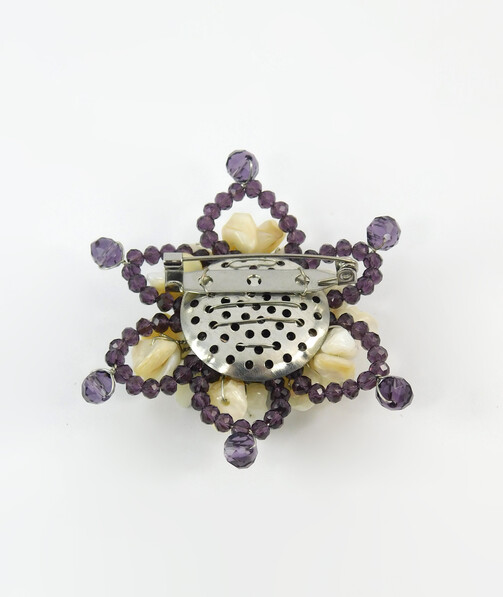 Brooch "Zirkova" Hematite, Mother of pearl