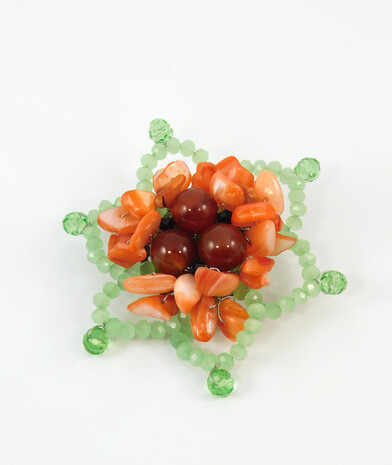 Brooch "Zirkova" Carnelian, mother-of-pearl