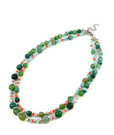 Necklace "Forest gem" Mother of pearl, Agate, Amazonite