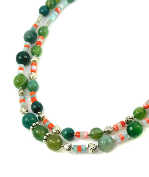 Necklace "Forest gem" Mother of pearl, Agate, Amazonite