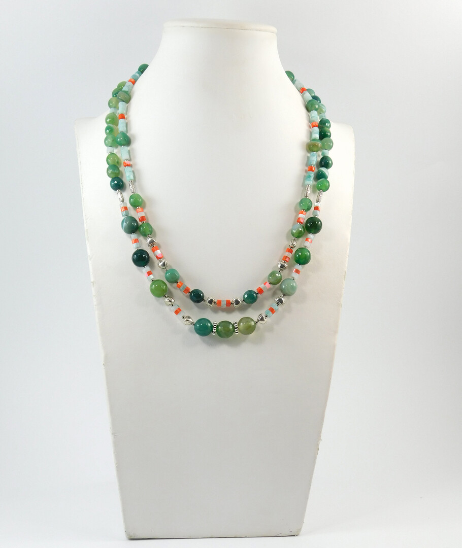 Necklace "Forest gem" Mother of pearl, Agate, Amazonite