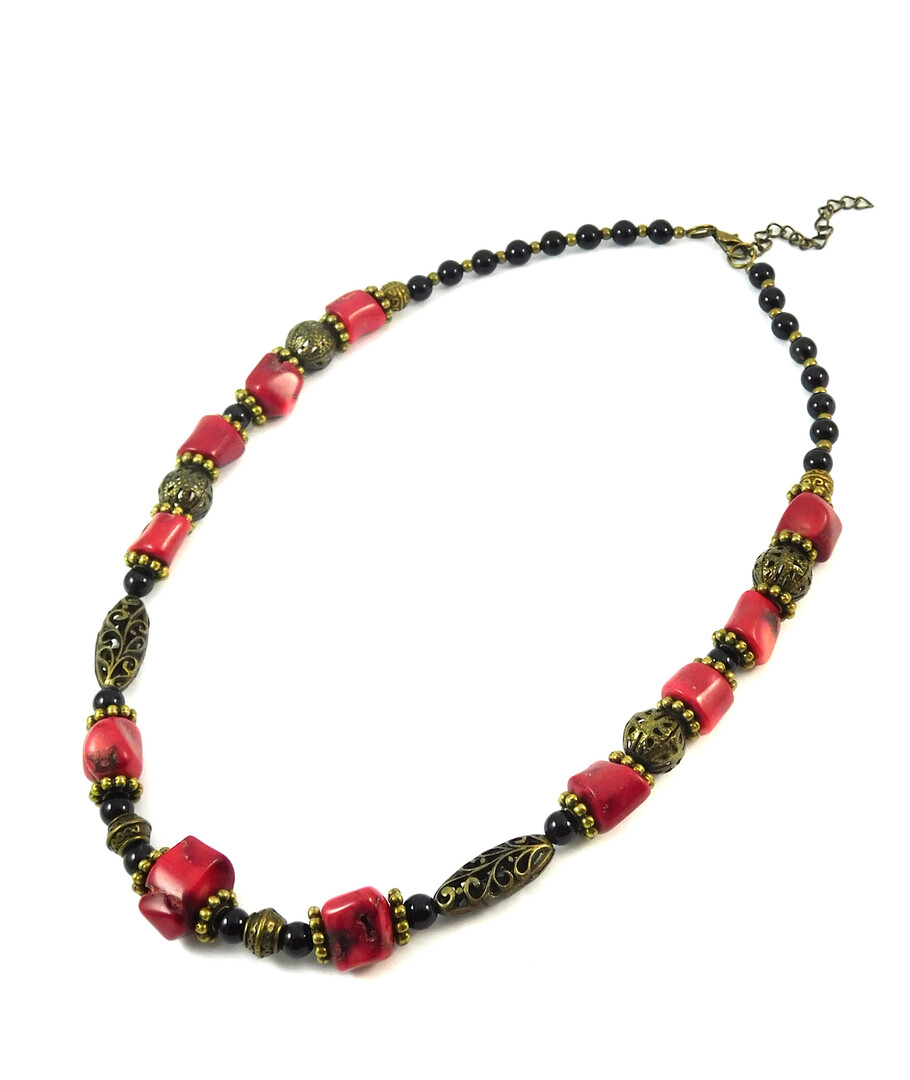 Necklace "Hanna" Coral, Agate