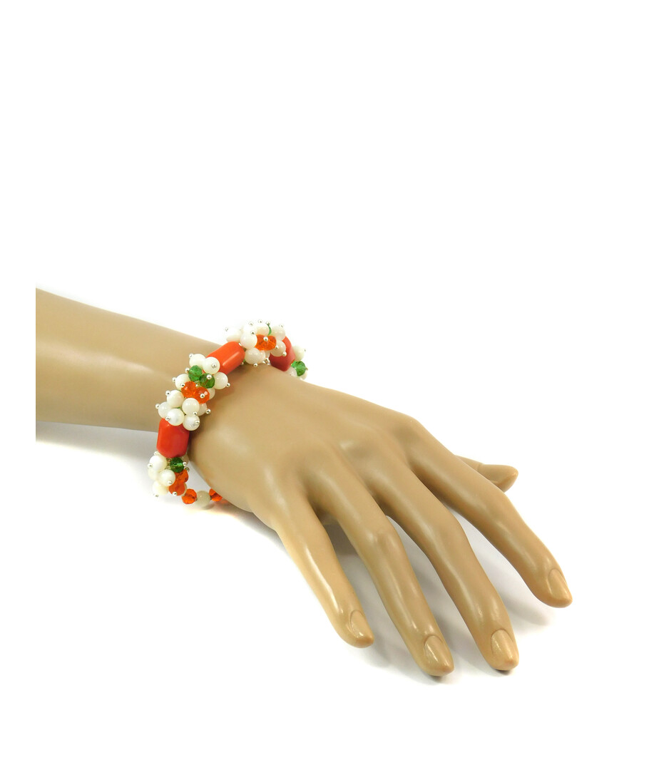 Bracelet "Tender Lily" Coral, mother of pearl