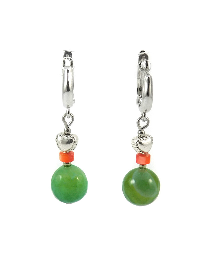 Earrings "Forest Gem" Mother of pearl, Agate