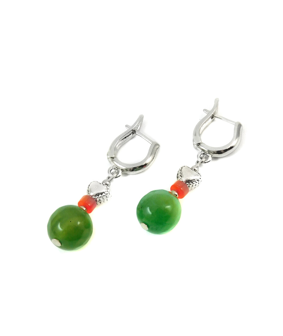 Earrings "Forest Gem" Mother of pearl, Agate