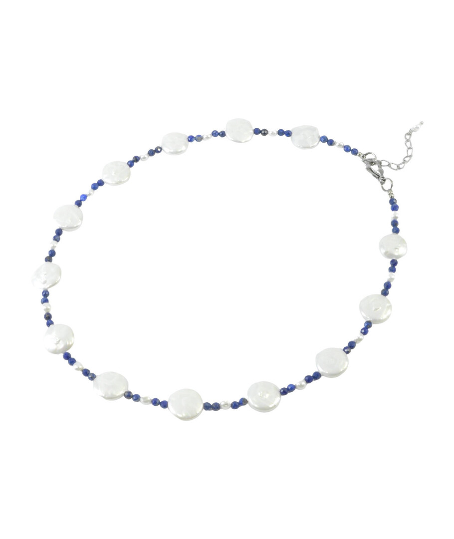 Necklace "Patricia" Pearls, lapis lazuli