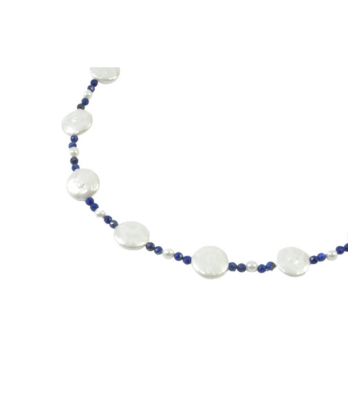 Necklace "Patricia" Pearls, lapis lazuli