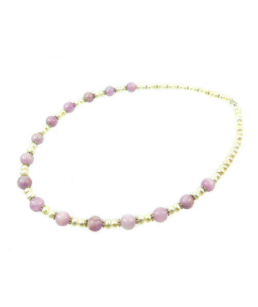 Exclusive necklace "Violia" Kunzite, Pearls