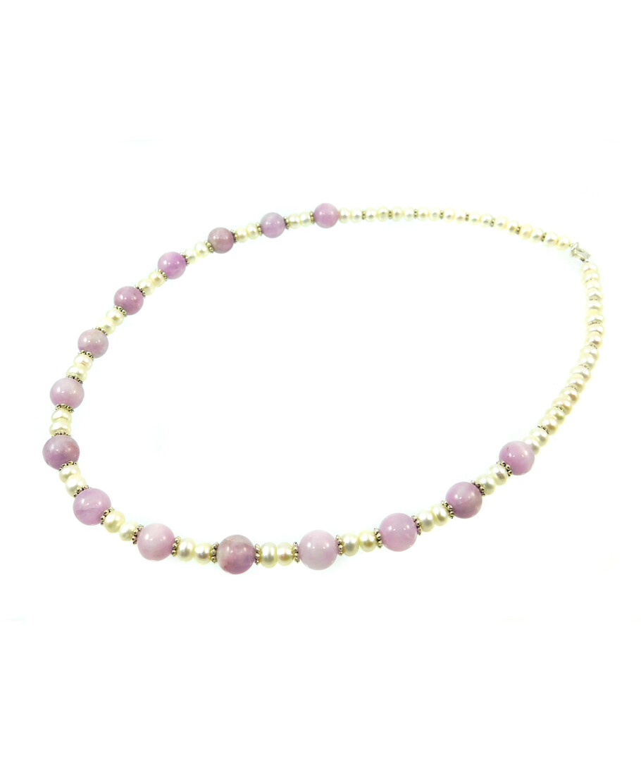 Exclusive necklace "Violia" Kunzite, Pearls