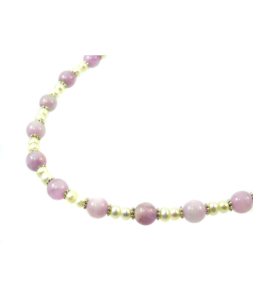 Exclusive necklace "Violia" Kunzite, Pearls