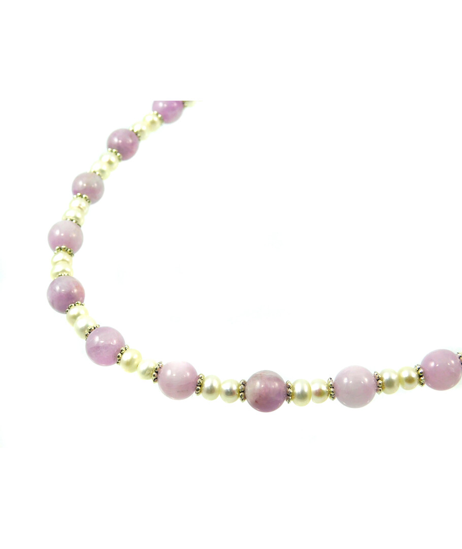 Exclusive necklace "Violia" Kunzite, Pearls