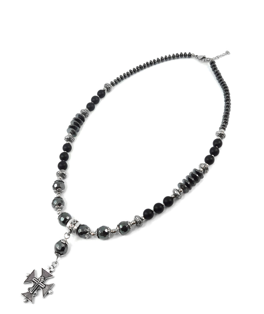 Necklace "Carmenta" Hematite, Shungite imitation