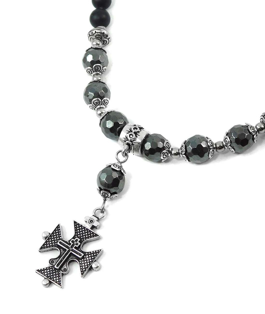 Necklace "Carmenta" Hematite, Shungite imitation