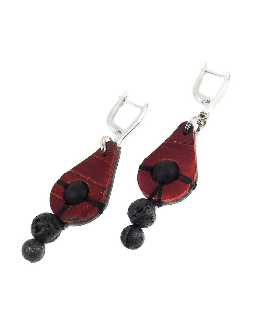 Earrings "Carmenta" Hematite, Shungite imitation