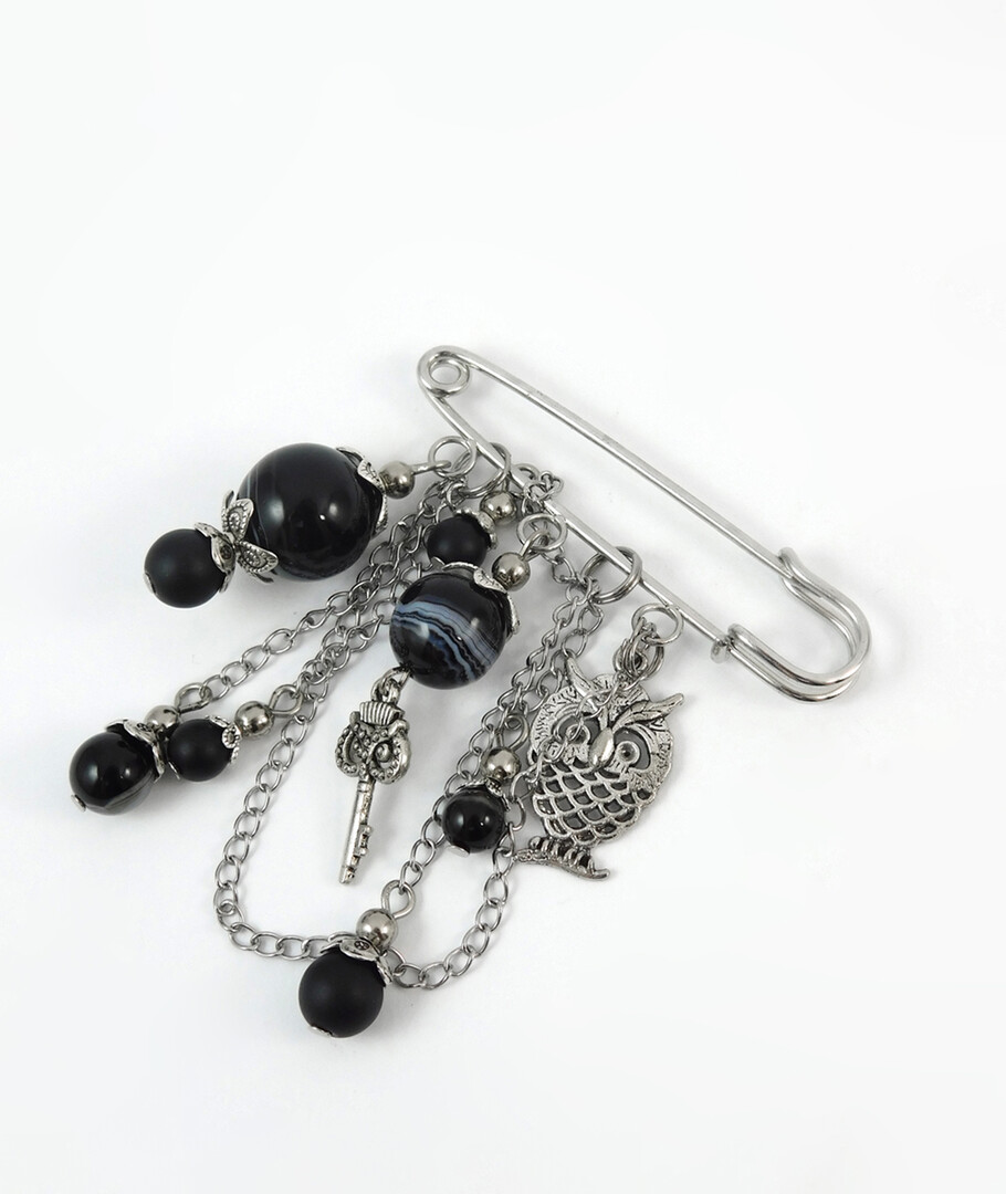 Earrings "Carmenta" Hematite, Shungite imitation