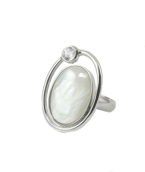 Agate ring 18х20мм, silver