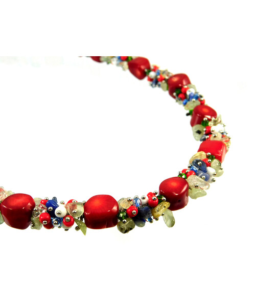 Exclusive necklace "Embroidery 7" Coral