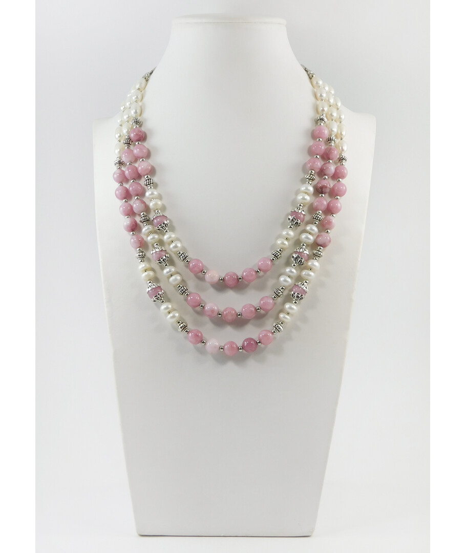 Necklace “Rose” Quartz, Pearls