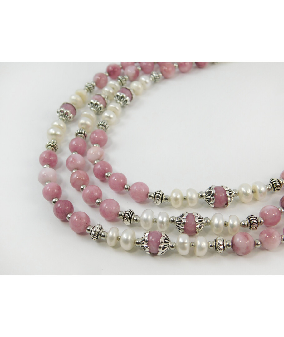 Necklace “Rose” Quartz, Pearls