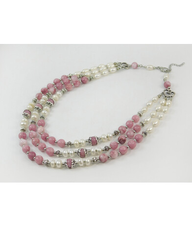 Necklace “Rose” Quartz, Pearls