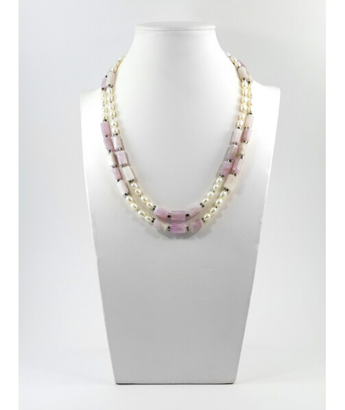 Necklace"Frida" Pearl, Kunzite