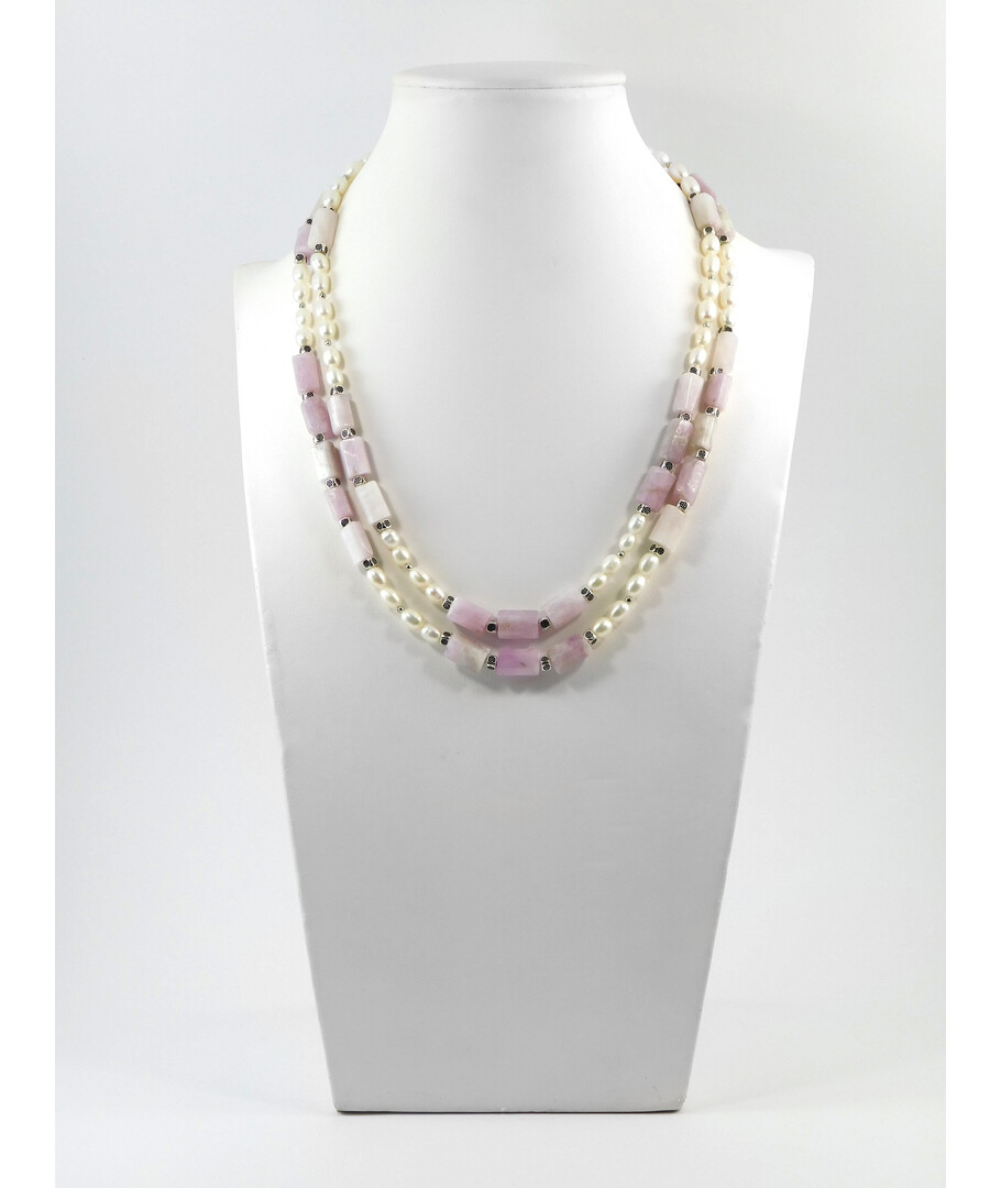 Necklace"Frida" Pearl, Kunzite