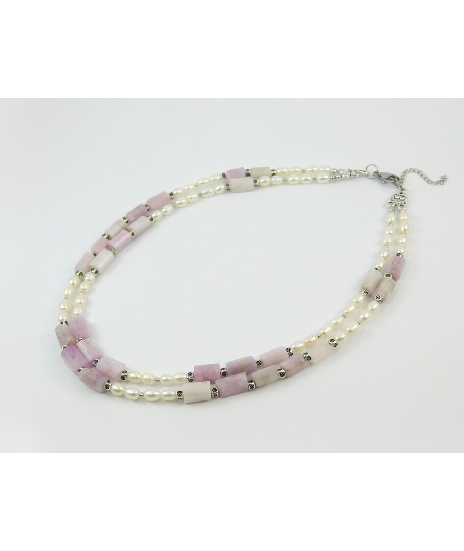 Necklace"Frida" Pearl, Kunzite