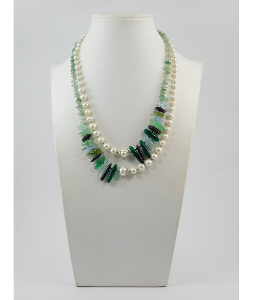 Necklace "Olya" Pearls, Jade