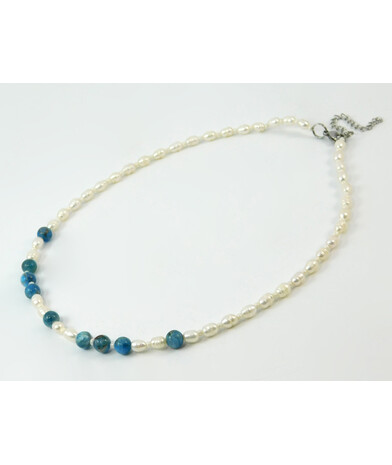 Necklace "Seahorse" Pearls, Apatite