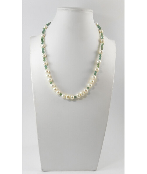 Necklace "Eva" Pearls, Apatite, silver