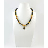 Necklace &quot;Golden Waves&quot; Amber, Hawk&#039;s Eye