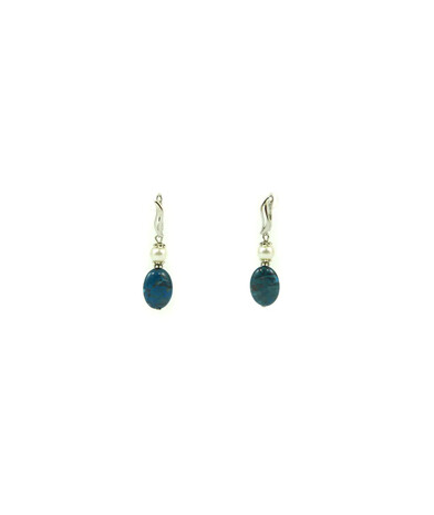 Exclusive earrings "Patricia" Blue jasper, Pearls