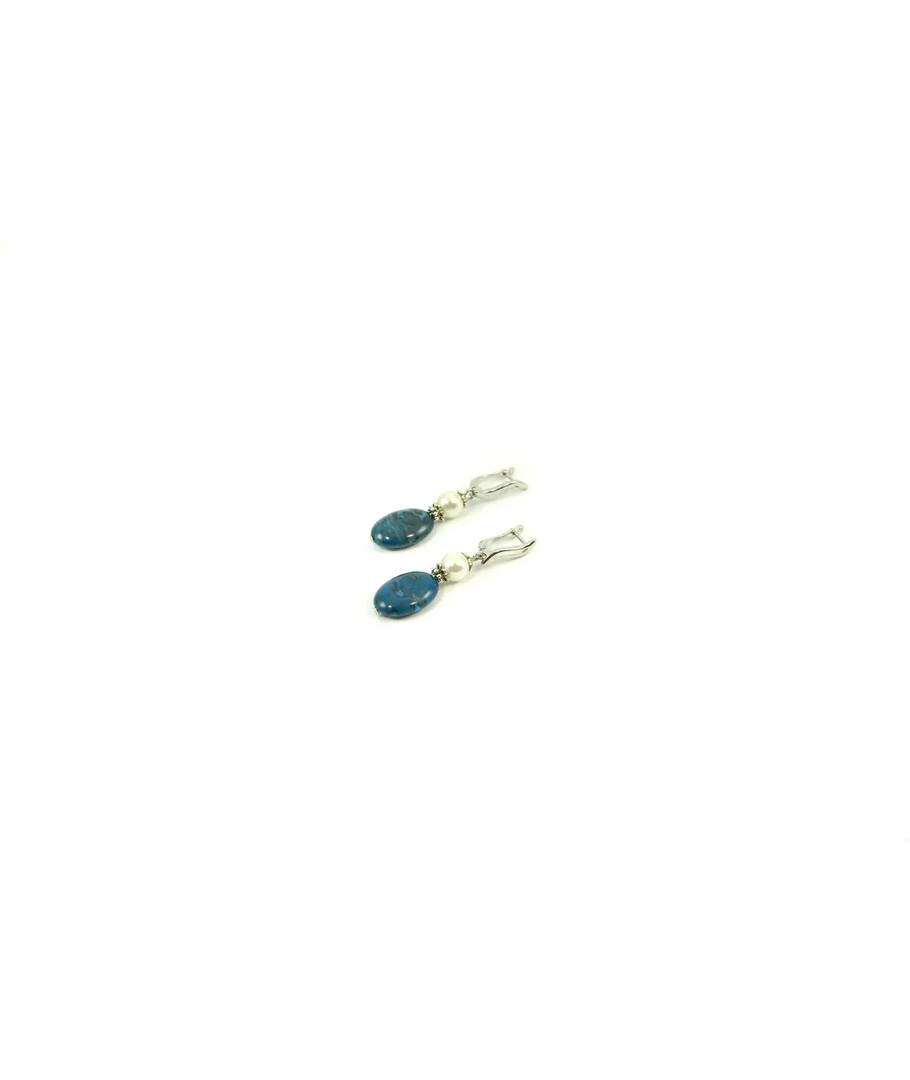 Exclusive earrings "Patricia" Blue jasper, Pearls