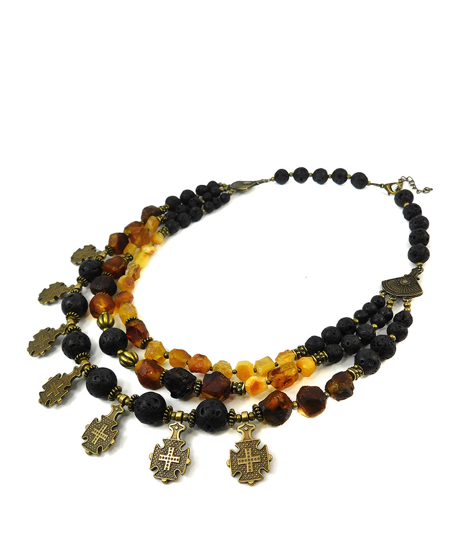 Necklace "Fiery Volcano" Amber, Lava