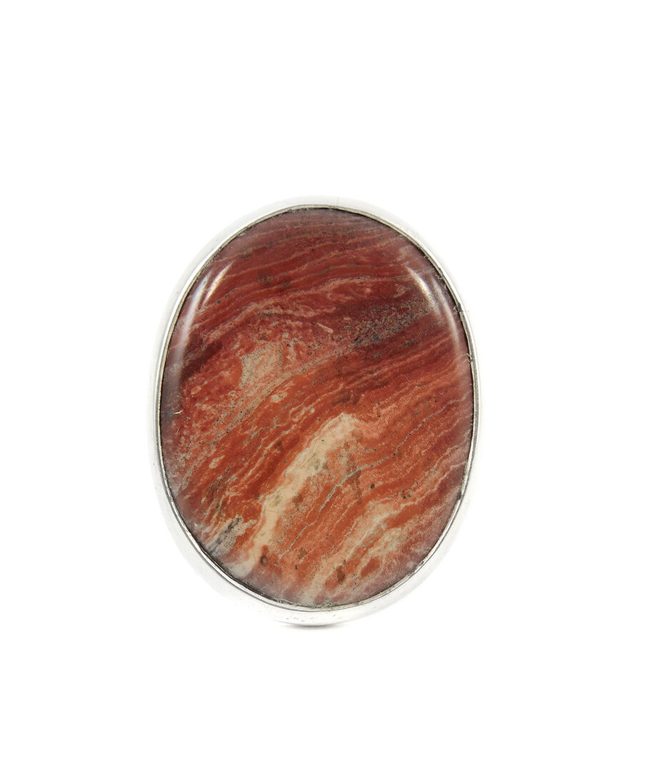 Rhodochrosite ring, silver