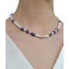 Necklace &quot;Magic Weave&quot; Pearls, Charoite, silver