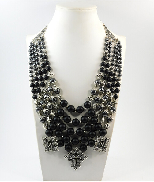 Necklace "Carmenta" Hematite, Shungite imitation