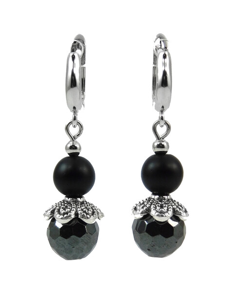 Earrings "Carmenta" Hematite, Shungite imitation