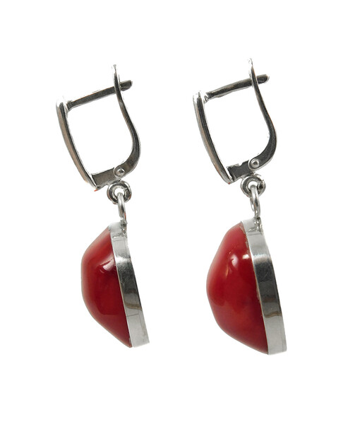 Coral earrings, silver