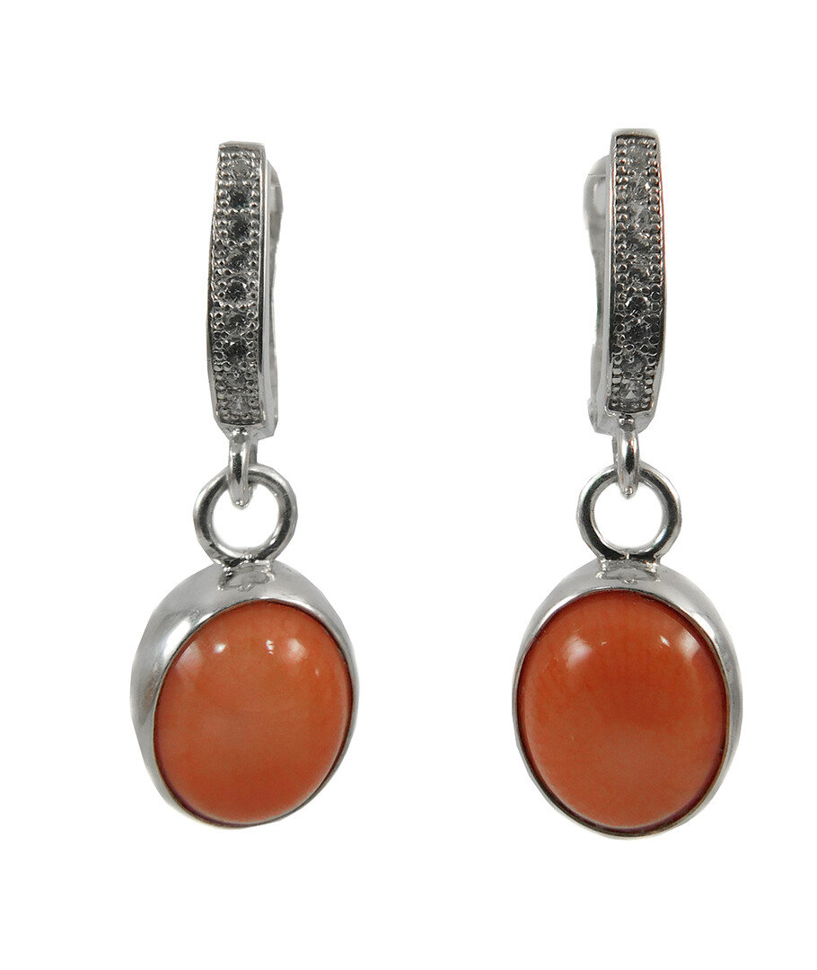 Coral earrings, silver