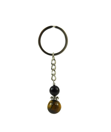 Exclusive keychain "Mikhail" Obsidian, Shungite press, Hematite, rondel