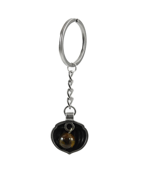 Exclusive keychain "Mikhail" Obsidian, Shungite press, Hematite, rondel