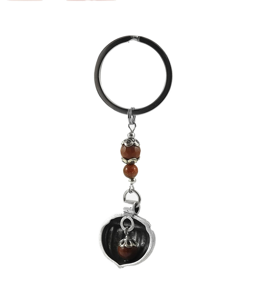 Exclusive keychain "Mikhail" Obsidian, Shungite press, Hematite, rondel