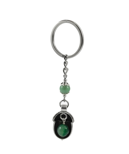 Exclusive keychain "Mikhail" Obsidian, Shungite press, Hematite, rondel