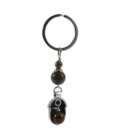 Exclusive keychain "Mikhail" Obsidian, Shungite press, Hematite, rondel