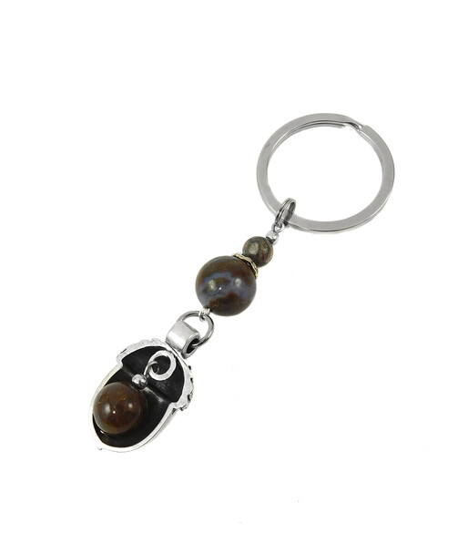 Exclusive keychain "Mikhail" Obsidian, Shungite press, Hematite, rondel