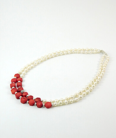 Exclusive necklace "Coral pearls" Coral, Pearls 