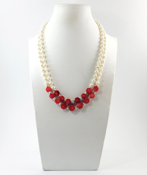 Exclusive necklace "Coral pearls" Coral, Pearls 