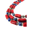 Exclusive necklace &quot;Dawn Charms&quot; Coral barrel, Lapis lazuli sphere